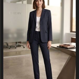 Theory Navy Pinstripe Tailored Blazer